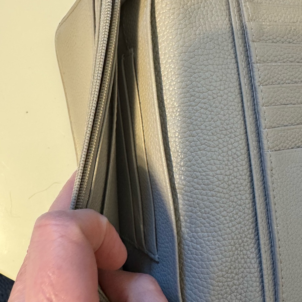 Michael Kors Pebbled Leather Light Gray Clutch Purse - Picture 7 of 9